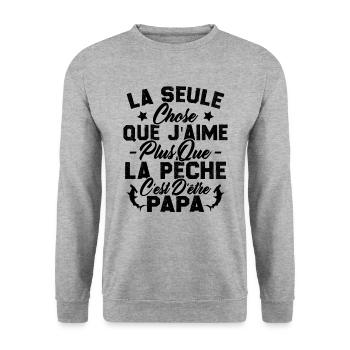 Chose j'aime plus que la Pêche c'est d'être Papa - Sweat-shirt Unisexe - gris chiné - Devant - Alina (178cm) & Michal (187cm)