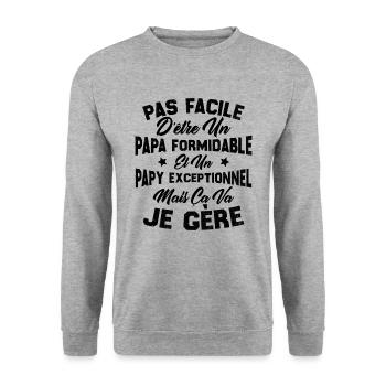 Un papa formidable et un papy exceptionnel - Sweat-shirt Unisexe - gris chiné - Devant - Alina (178cm) & Michal (187cm)