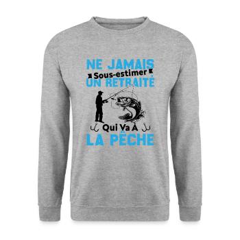 Ne Jamais Sous Estimer Un Retraité Pêcheur - Sweat-shirt Unisexe - gris chiné - Devant - Alina (178cm) & Michal (187cm)