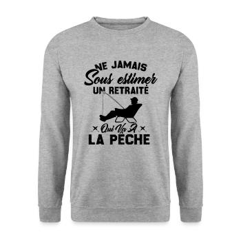 Ne Jamais Sous Estimer Un Retraité Pêcheur - Sweat-shirt Unisexe - gris chiné - Devant - Alina (178cm) & Michal (187cm)