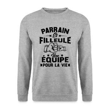 Parrain et Filleule une Équipe pour la Vie - Sweat-shirt Unisexe - gris chiné - Devant - Alina (178cm) & Michal (187cm)