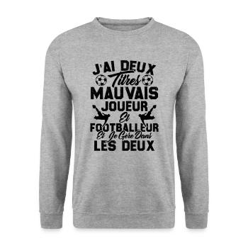 mauvais joueur footballeur cadeau drôle football - Sweat-shirt Unisexe - gris chiné - Devant - Alina (178cm) & Michal (187cm)