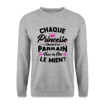 chaque princesse a besoin d'un parrain - Sweat-shirt Unisexe - gris chiné - Devant - Alina (178cm) & Michal (187cm)