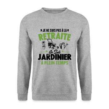Je Ne Suis Pas À La Retraite Je Suis Jardinier - Sweat-shirt Unisexe - gris chiné - Devant - Alina (178cm) & Michal (187cm)