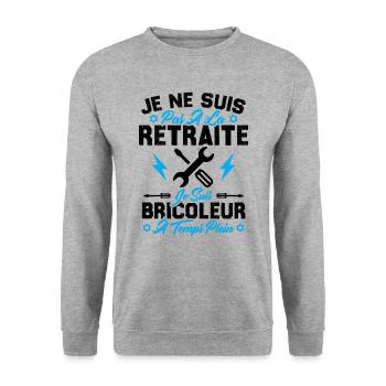 Pas à la retraite je suis bricoleur à temps plein - Sweat-shirt Unisexe - gris chiné - Devant - Alina (178cm) & Michal (187cm)