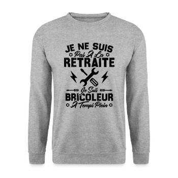Pas à la retraite je suis bricoleur à temps plein - Sweat-shirt Unisexe - gris chiné - Devant - Alina (178cm) & Michal (187cm)