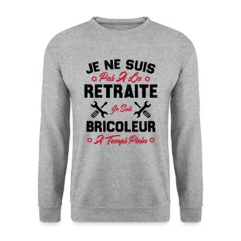 Pas à la retraite je suis bricoleur à temps plein - Sweat-shirt Unisexe - gris chiné - Devant - Alina (178cm) & Michal (187cm)