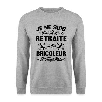 Pas à la retraite je suis bricoleur à temps plein - Sweat-shirt Unisexe - gris chiné - Devant - Alina (178cm) & Michal (187cm)