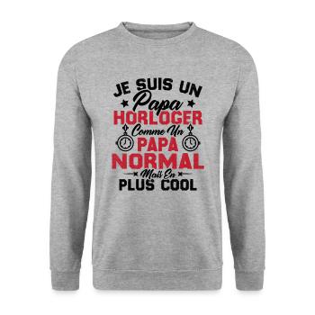Je Suis Un Papa Horloger Comme Un Papa Normal - Sweat-shirt Unisexe - gris chiné - Devant - Alina (178cm) & Michal (187cm)