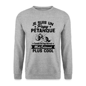 Un Papy Pétanque Comme Un Papy Normal - Sweat-shirt Unisexe - gris chiné - Devant - Alina (178cm) & Michal (187cm)