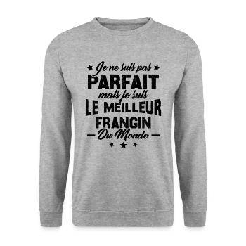 Pas parfait mais le meilleur frangin du monde - Sweat-shirt Unisexe - gris chiné - Devant - Alina (178cm) & Michal (187cm)
