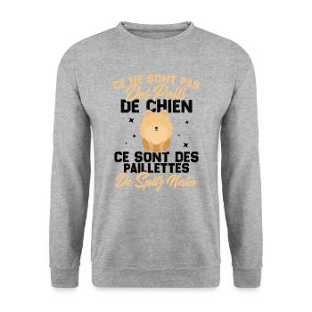 Ce sont des paillettes de spitz nain humour cadeau - Sweat-shirt Unisexe - gris chiné - Devant - Alina (178cm) & Michal (187cm)