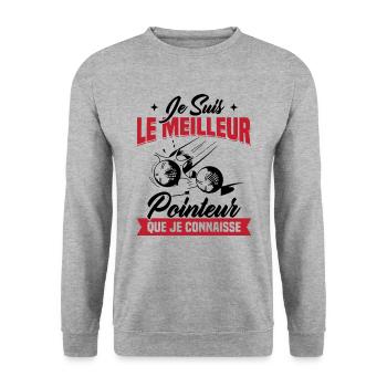 Je Suis Le Meilleur Pointeur Que Je Connaisse - Sweat-shirt Unisexe - gris chiné - Devant - Alina (178cm) & Michal (187cm)