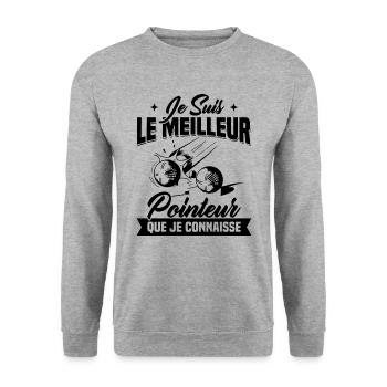 Je Suis Le Meilleur Pointeur Que Je Connaisse - Sweat-shirt Unisexe - gris chiné - Devant - Alina (178cm) & Michal (187cm)