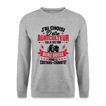 Agriculteur et Beau-gosse - Sweat-shirt Unisexe - gris chiné - Devant - Alina (178cm) & Michal (187cm)
