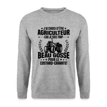Agriculteur et Beau-gosse - Sweat-shirt Unisexe - gris chiné - Devant - Alina (178cm) & Michal (187cm)