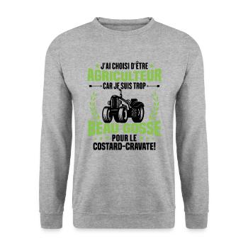 Agriculteur et Beau-gosse - Sweat-shirt Unisexe - gris chiné - Devant - Alina (178cm) & Michal (187cm)