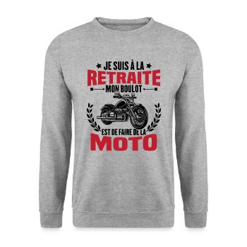 Retraite motard cadeau humour motard retraité moto - Sweat-shirt Unisexe - gris chiné - Devant - Alina (178cm) & Michal (187cm)