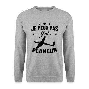 Je peux pas j'ai planeur - Sweat-shirt Unisexe - gris chiné - Devant - Alina (178cm) & Michal (187cm)