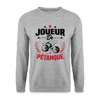 Joueur De Pétanque, Humour Cadeau Pétanque - Sweat-shirt Unisexe - gris chiné - Devant - Alina (178cm) & Michal (187cm)