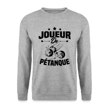 Joueur De Pétanque, Humour Cadeau Pétanque - Sweat-shirt Unisexe - gris chiné - Devant - Alina (178cm) & Michal (187cm)
