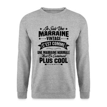 Je suis une marraine vintage - Sweat-shirt Unisexe - gris chiné - Devant - Alina (178cm) & Michal (187cm)
