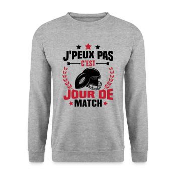 J'peux pas c'est jour de match rugby - Sweat-shirt Unisexe - gris chiné - Devant - Alina (178cm) & Michal (187cm)