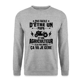 Pas facile d'être un Papa et un Agriculteur - Sweat-shirt Unisexe - gris chiné - Devant - Alina (178cm) & Michal (187cm)