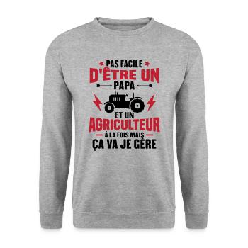 Pas facile d'être un Papa et un Agriculteur - Sweat-shirt Unisexe - gris chiné - Devant - Alina (178cm) & Michal (187cm)