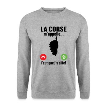 La corse m'appelle - Sweat-shirt Unisexe - gris chiné - Devant - Alina (178cm) & Michal (187cm)