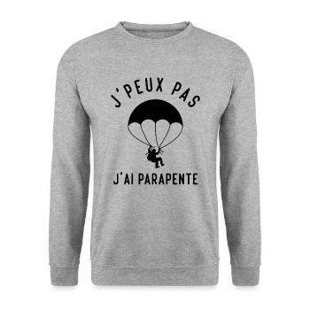 J'peux Pas j'ai Parapente, Cadeau Parapentiste - Sweat-shirt Unisexe - gris chiné - Devant - Alina (178cm) & Michal (187cm)