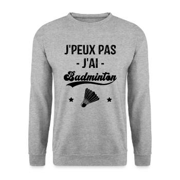 Je Peux Pas J'ai Badminton - Sweat-shirt Unisexe - gris chiné - Devant - Alina (178cm) & Michal (187cm)