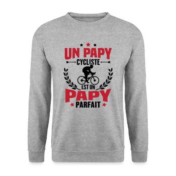 Un papy cycliste est un papy parfait Cadeau - Sweat-shirt Unisexe - gris chiné - Devant - Alina (178cm) & Michal (187cm)
