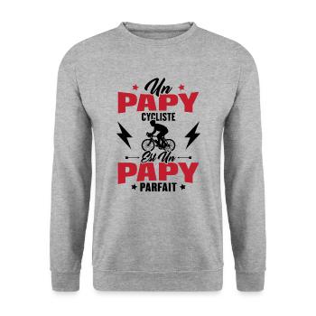 Un papy cycliste est un papy parfait Cadeau - Sweat-shirt Unisexe - gris chiné - Devant - Alina (178cm) & Michal (187cm)