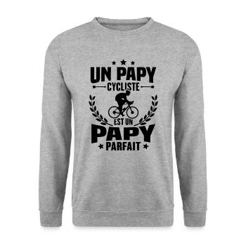 Un papy cycliste est un papy parfait Cadeau - Sweat-shirt Unisexe - gris chiné - Devant - Alina (178cm) & Michal (187cm)