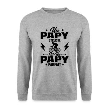 Un papy cycliste est un papy parfait Cadeau - Sweat-shirt Unisexe - gris chiné - Devant - Alina (178cm) & Michal (187cm)