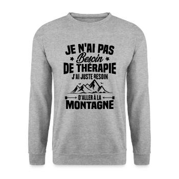 Cadeau J'ai juste besoin d'aller à la montagne - Sweat-shirt Unisexe - gris chiné - Devant - Alina (178cm) & Michal (187cm)