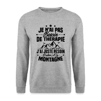 Cadeau J'ai juste besoin d'aller à la montagne - Sweat-shirt Unisexe - gris chiné - Devant - Alina (178cm) & Michal (187cm)