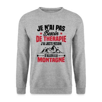 Cadeau J'ai juste besoin d'aller à la montagne - Sweat-shirt Unisexe - gris chiné - Devant - Alina (178cm) & Michal (187cm)