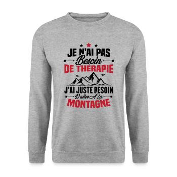 Cadeau J'ai juste besoin d'aller à la montagne - Sweat-shirt Unisexe - gris chiné - Devant - Alina (178cm) & Michal (187cm)