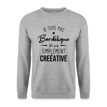 Je suis pas bordélique je suis simplement créative - Sweat-shirt Unisexe - gris chiné - Devant - Alina (178cm) & Michal (187cm)