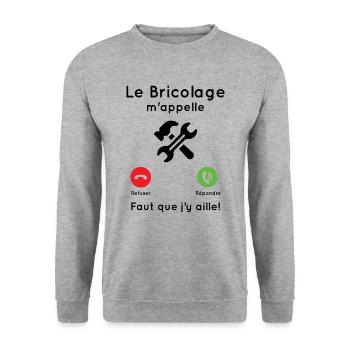 Le bricolage m'appelle faut que j'y aille Cadeau - Sweat-shirt Unisexe - gris chiné - Devant - Alina (178cm) & Michal (187cm)