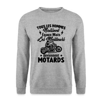 Les meilleurs hommes deviennent motards - Sweat-shirt Unisexe - gris chiné - Devant - Alina (178cm) & Michal (187cm)