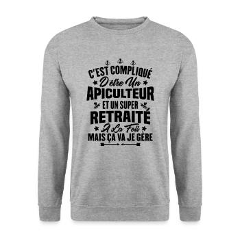 Un apiculteur et un super retraité - Sweat-shirt Unisexe - gris chiné - Devant - Alina (178cm) & Michal (187cm)