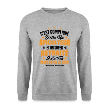 Un apiculteur et un super retraité - Sweat-shirt Unisexe - gris chiné - Devant - Alina (178cm) & Michal (187cm)