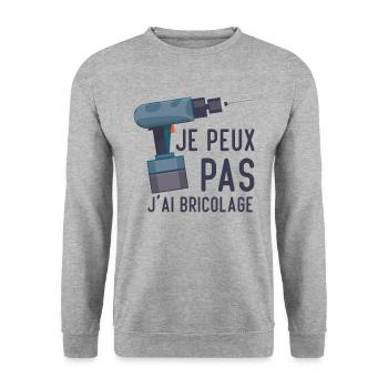 Je peux pas j'ai bricolage Humour cadeau - Sweat-shirt Unisexe - gris chiné - Devant - Alina (178cm) & Michal (187cm)