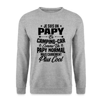 Je suis papy en camping-car comme un papy normal - Sweat-shirt Unisexe - gris chiné - Devant - Alina (178cm) & Michal (187cm)