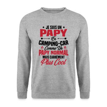 Je suis papy en camping-car comme un papy normal - Sweat-shirt Unisexe - gris chiné - Devant - Alina (178cm) & Michal (187cm)