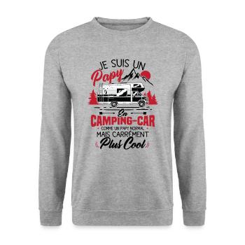 Je suis papy en camping-car comme un papy normal - Sweat-shirt Unisexe - gris chiné - Devant - Alina (178cm) & Michal (187cm)