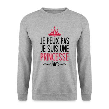 je peux pas je suis une princesse - Sweat-shirt Unisexe - gris chiné - Devant - Alina (178cm) & Michal (187cm)